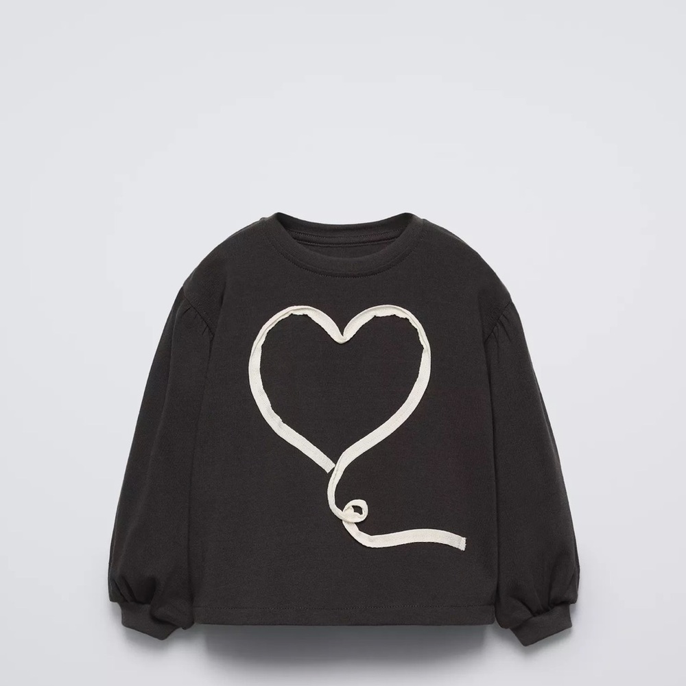 Zara Kids Black Heart Design Top